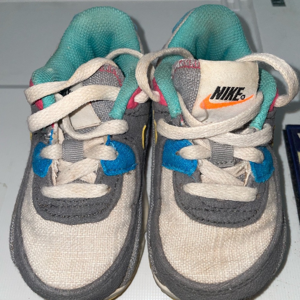 Nike Kids Sneakers - Gray, Blue, and White Air Max 90 Gs
